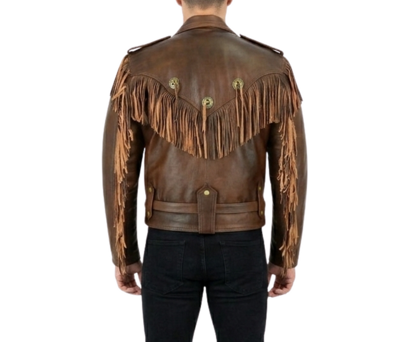 The Manchester Maverick | Premium Tassel & Concho Biker Leather Jacket