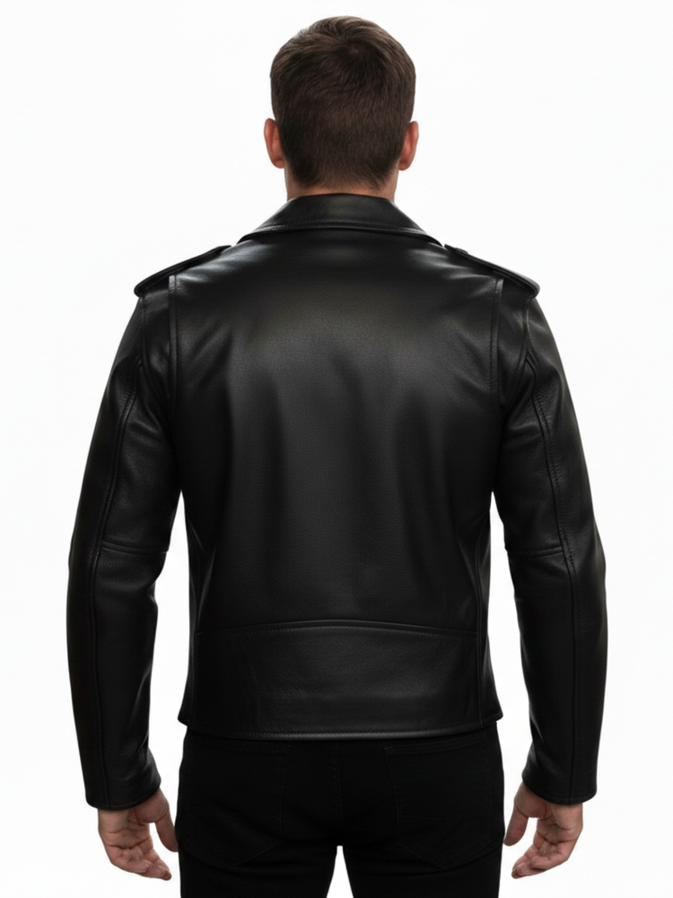 The Birmingham Rebel | Antique Naked Cowhide Biker Leather Jacket
