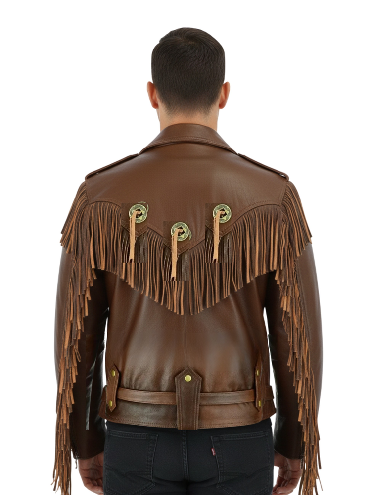 The Manchester Maverick | Premium Tassel & Concho Biker Leather Jacket