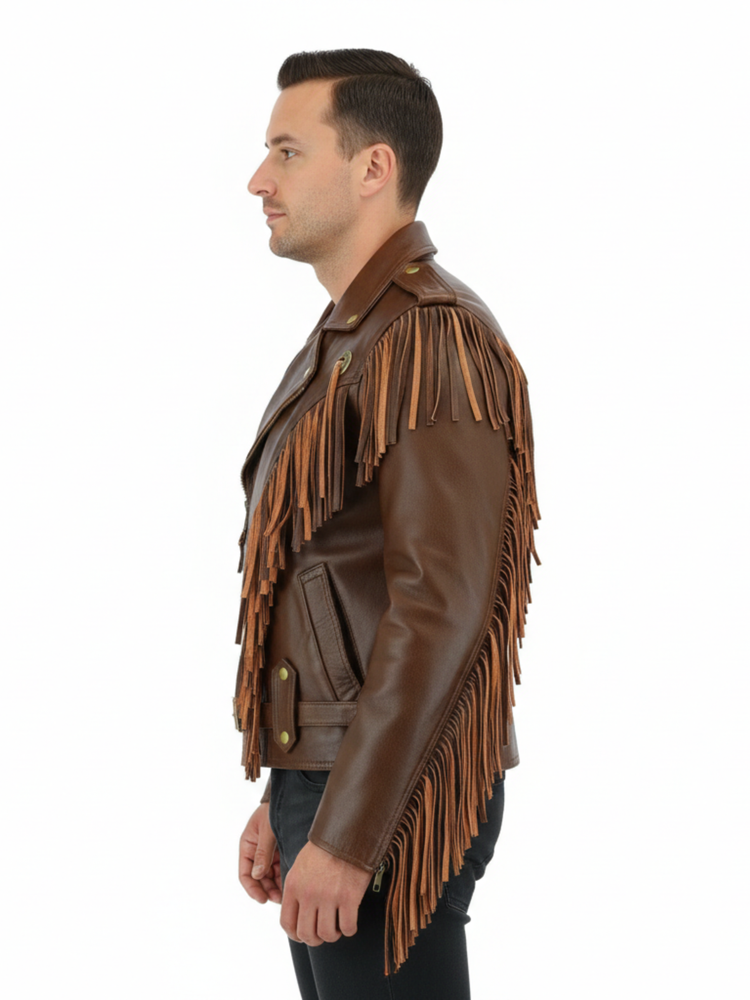 The Manchester Maverick | Premium Tassel & Concho Biker Leather Jacket