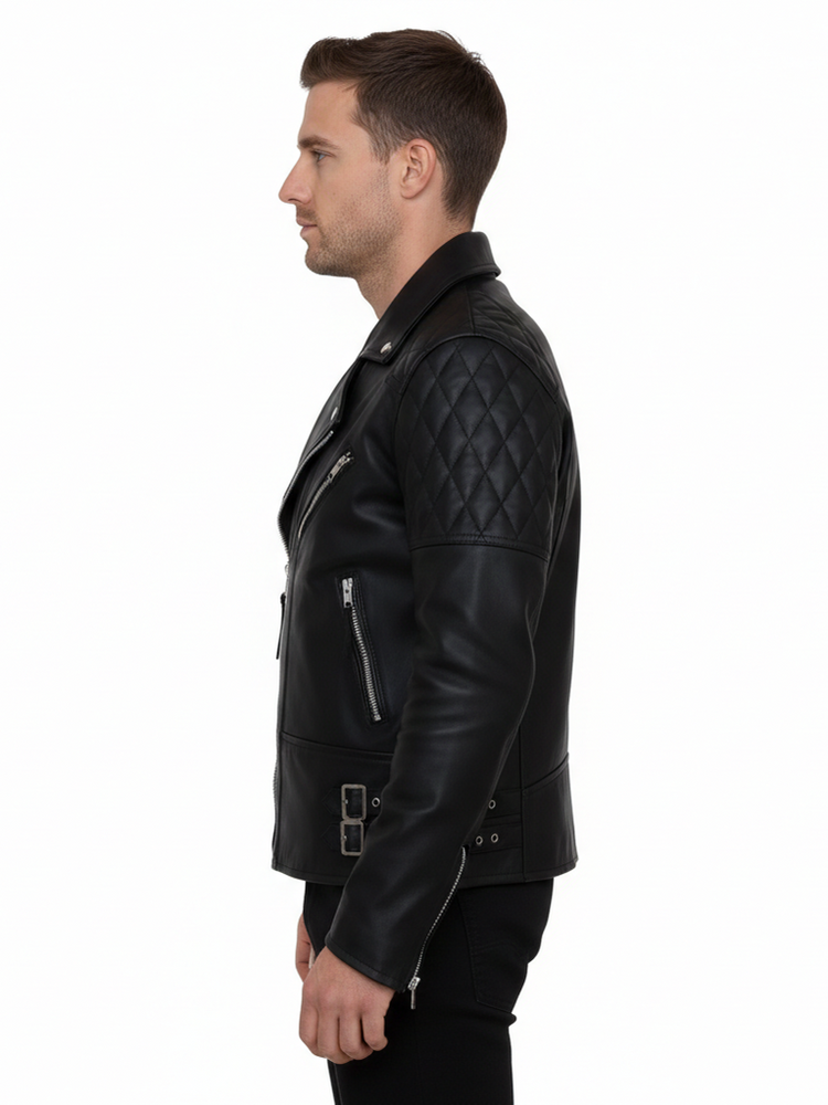 Men's Sheffield Diamond Motorcycle Leather Jacket