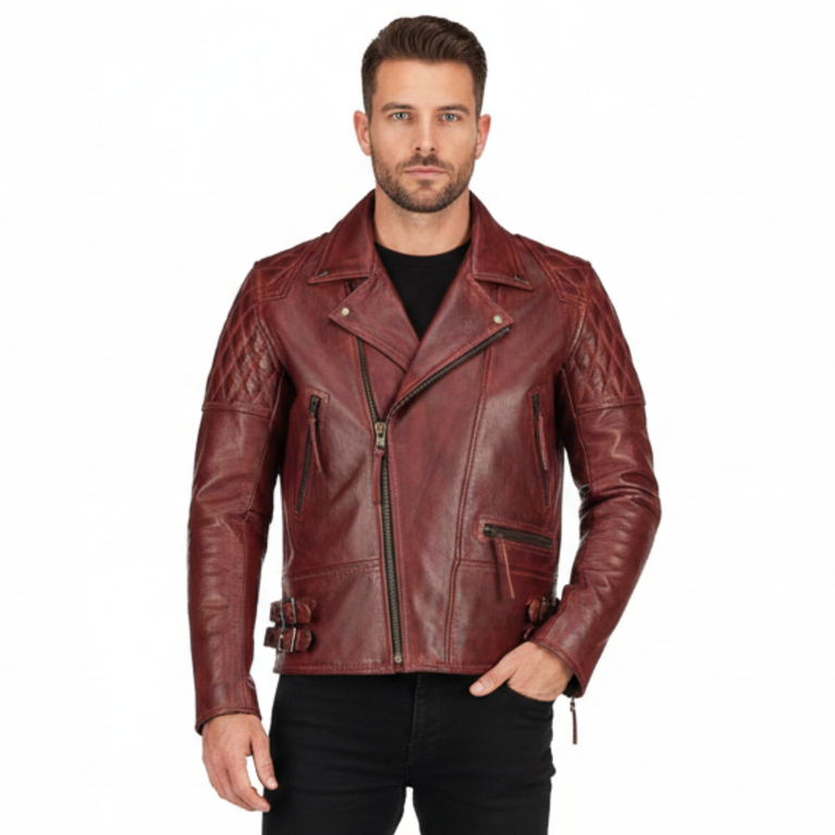 Men's Sheffield Diamond Motorcycle Leather Jacket