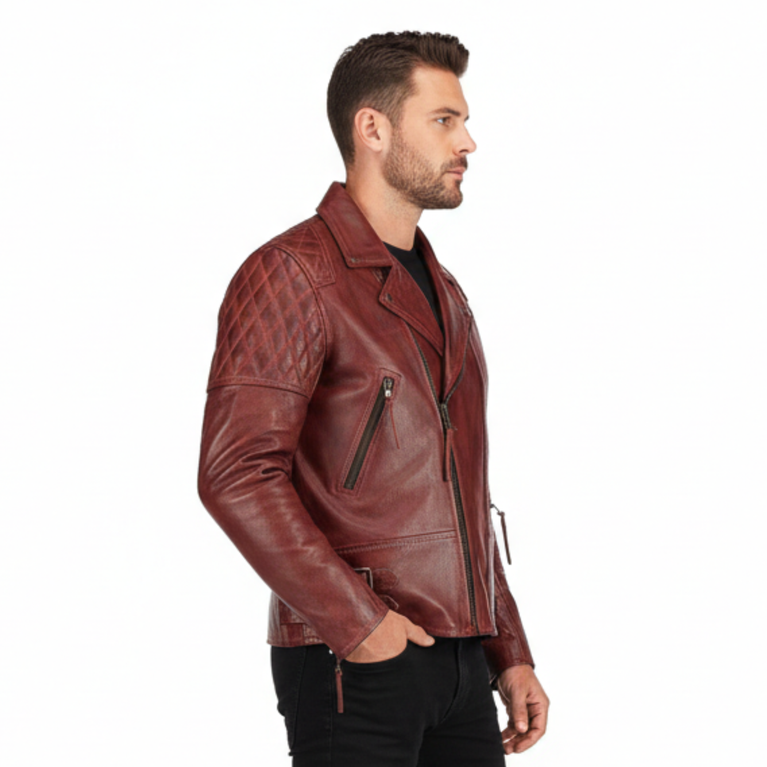 Men's Sheffield Diamond Motorcycle Leather Jacket