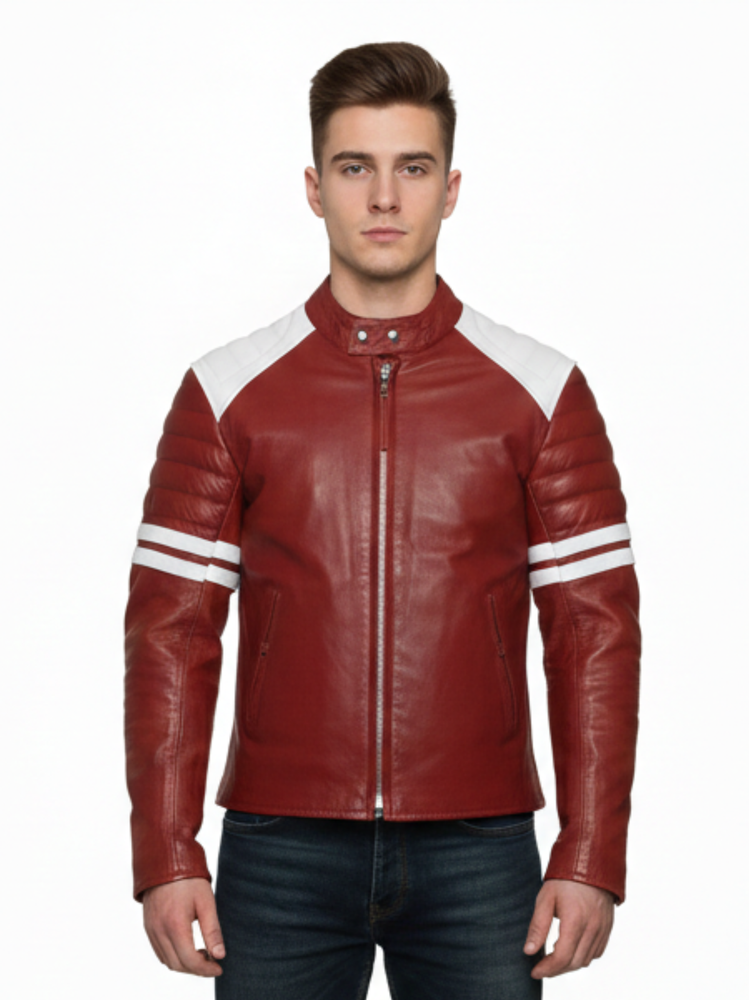 The Belfast Brawler | Cinematic Red & White Biker Leather Jacket