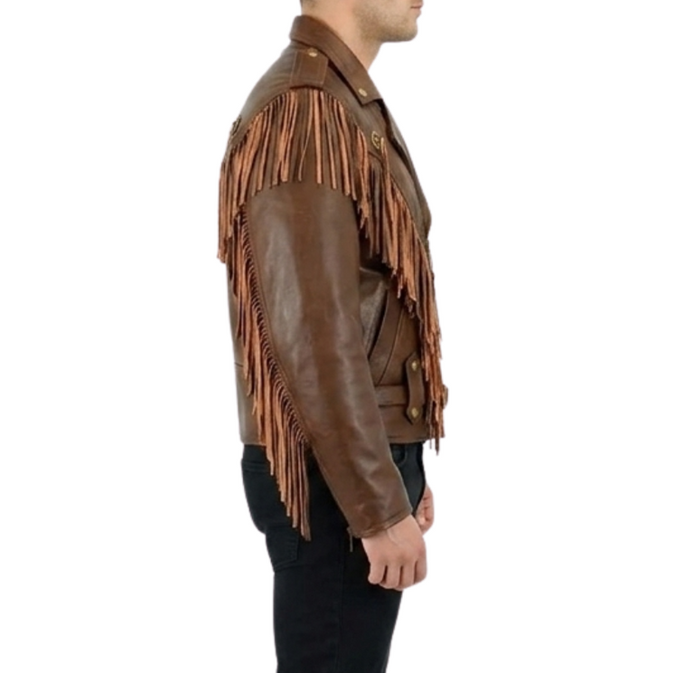 The Manchester Maverick | Premium Tassel & Concho Biker Leather Jacket
