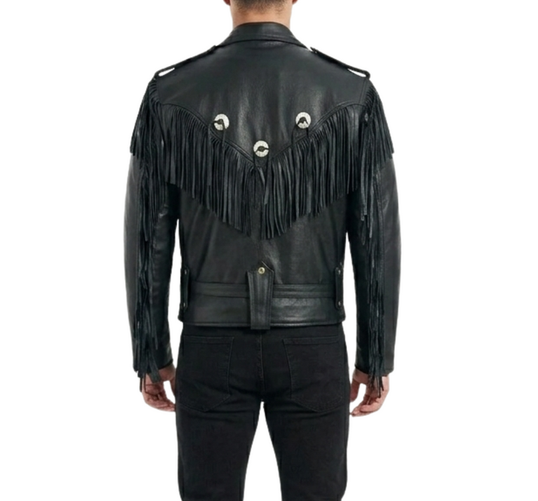 The Manchester Maverick | Premium Tassel & Concho Biker Leather Jacket