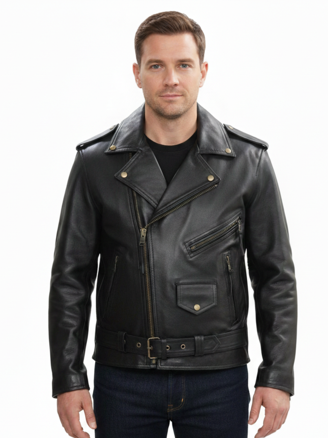 The Birmingham Rebel | Antique Naked Cowhide Biker Leather Jacket