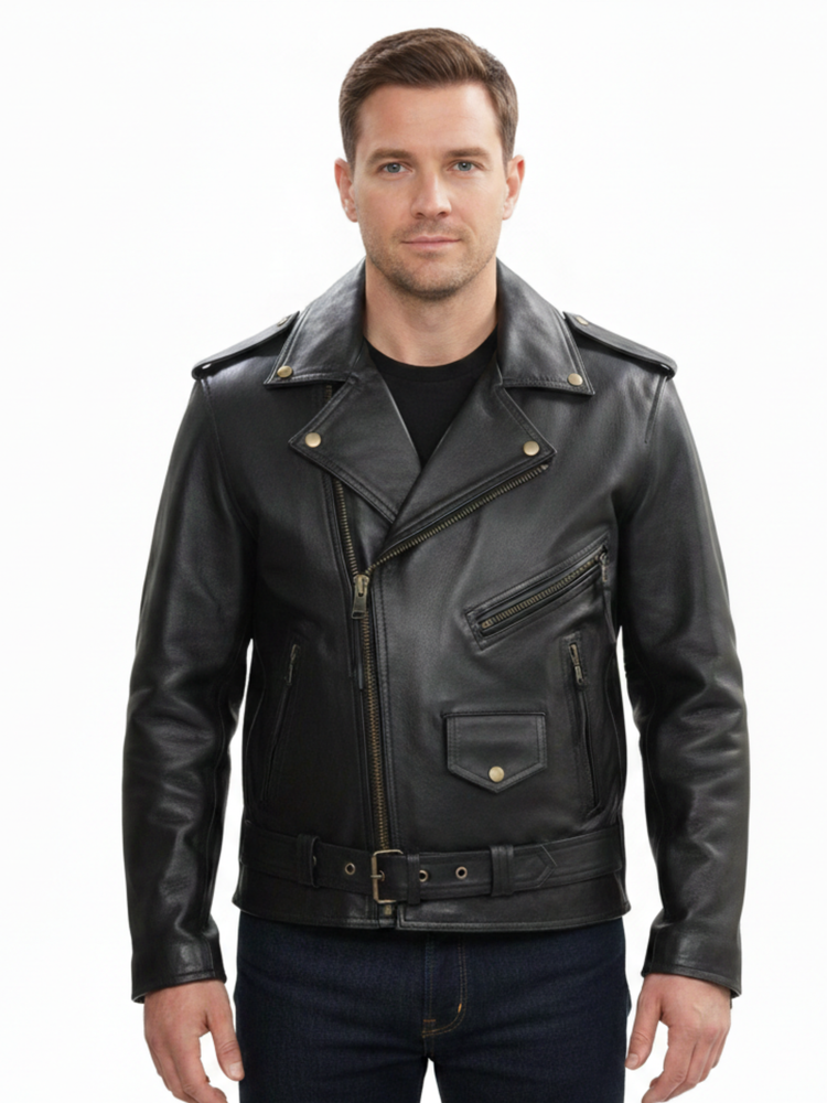 The Birmingham Rebel | Antique Naked Cowhide Biker Leather Jacket