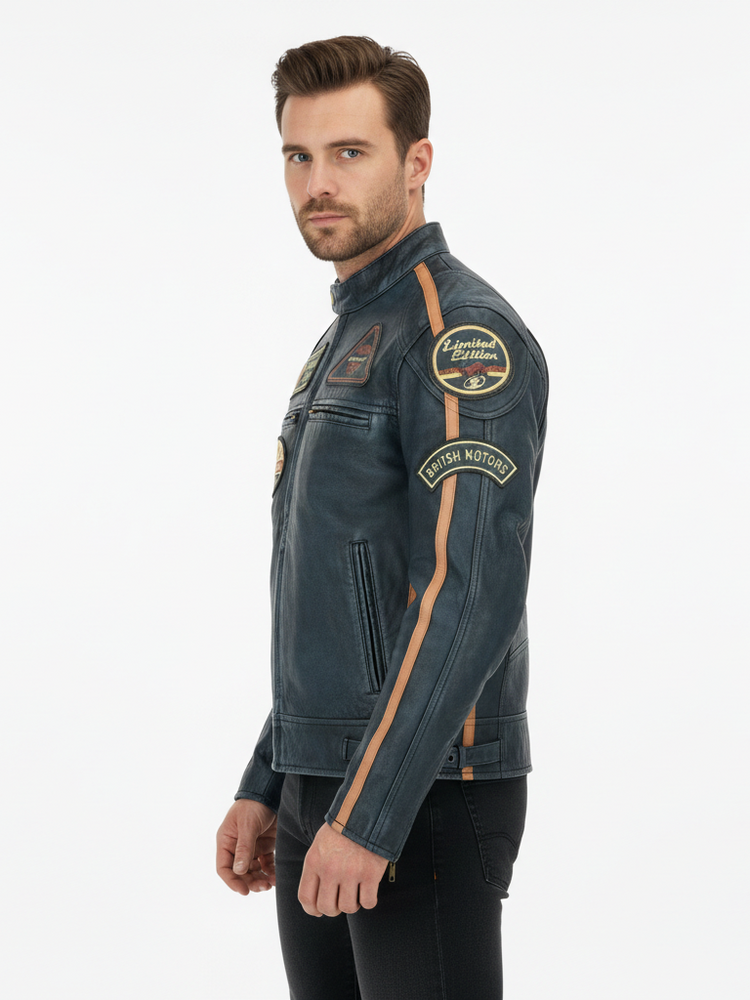 The London Rider Heritage British Biker Leather Jacket