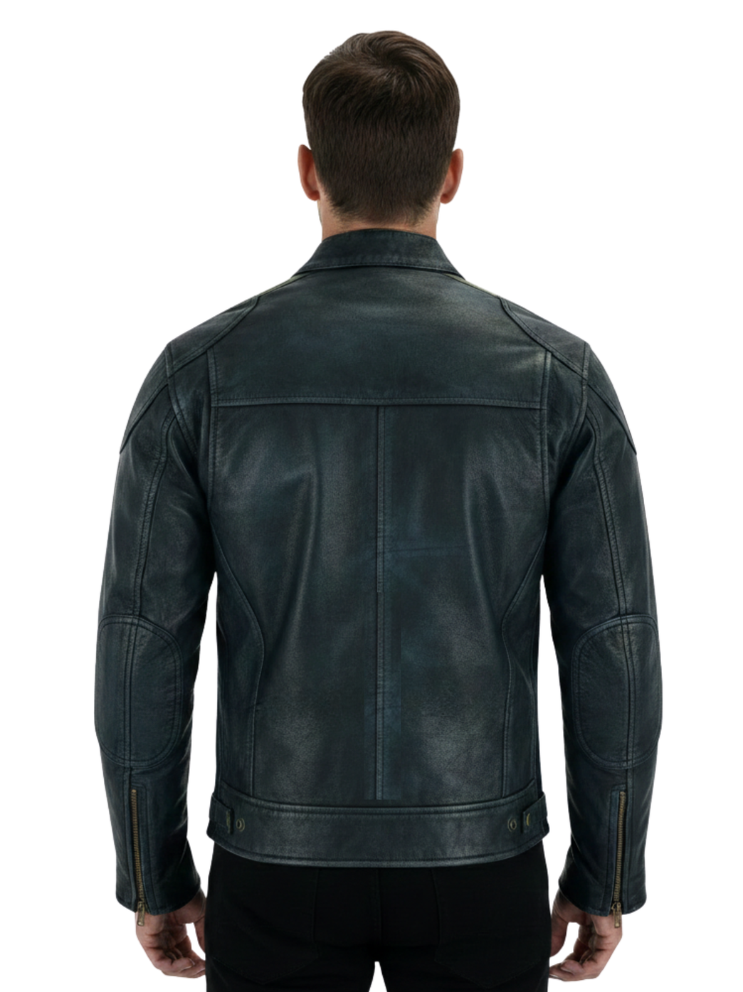 Men's Bristol Classic Wax Striped Leather Biker Jacket