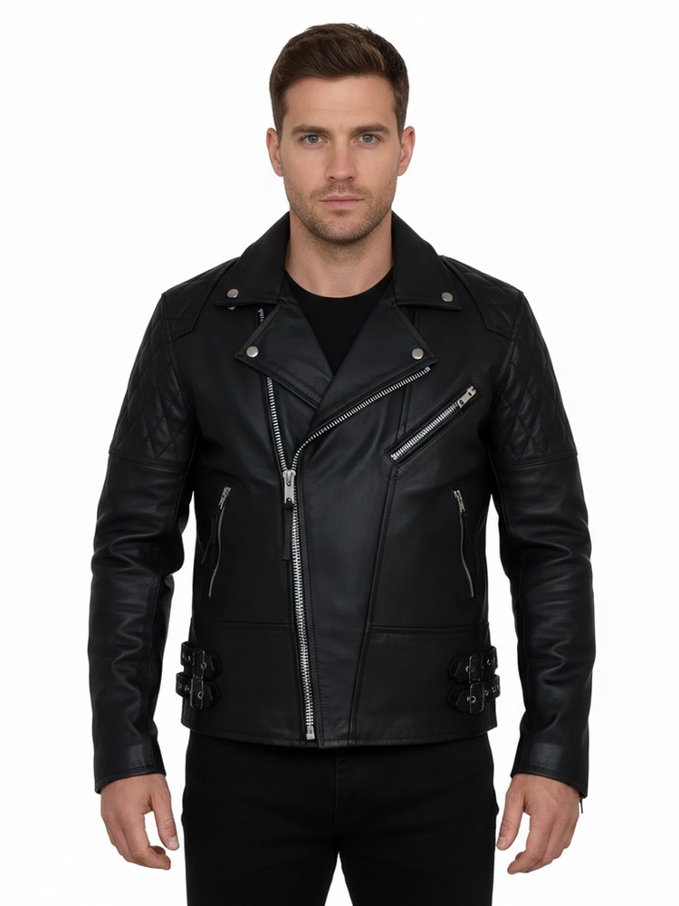 Men's Sheffield Diamond Motorcycle Leather Jacket