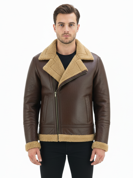 Men's London Aviator Bomber Flying Pilot Fur Jacket