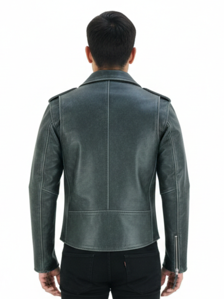 The Edinburgh Titan | Premium Stonewash Biker Leather Jacket
