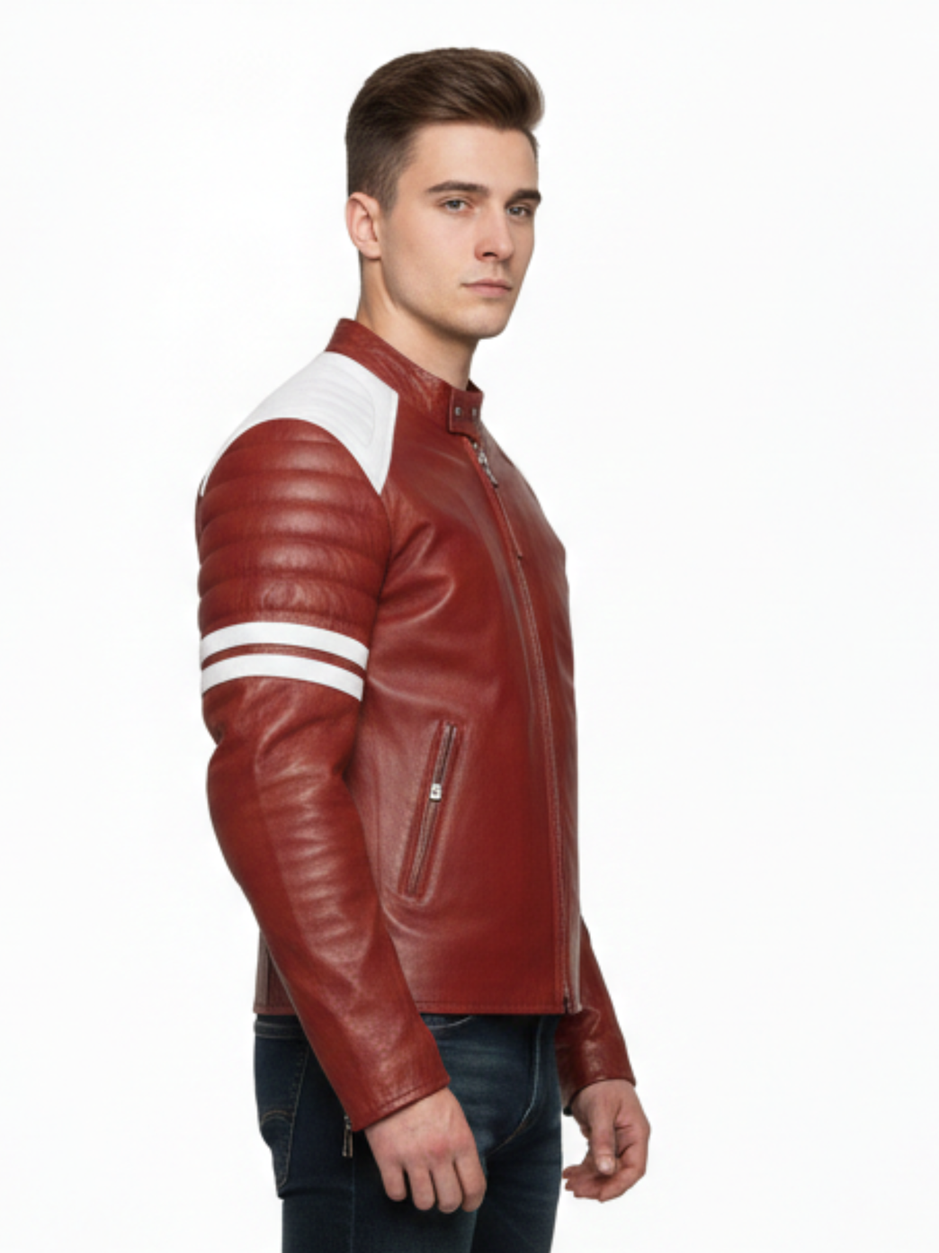 The Belfast Brawler | Cinematic Red & White Biker Leather Jacket