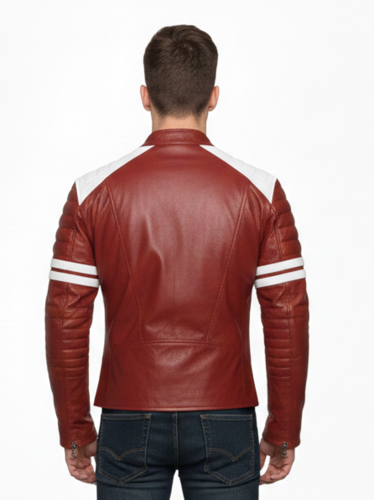 The Belfast Brawler | Cinematic Red & White Biker Leather Jacket